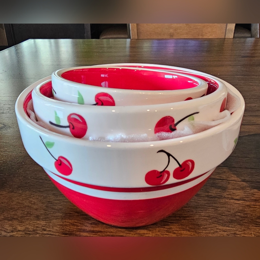 Potter's Studio Ceramic Cherries Bowl Sets. Total of 11 Bowls.All New Never Used - Picture 3 of 10